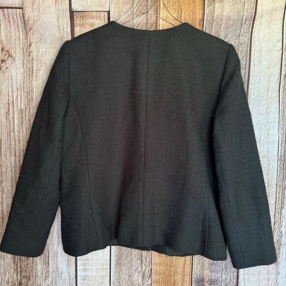 Ann Taylor Blazer Textured Gold Button Black Jacket Size 16P Petite Workwear - Picture 2 of 9